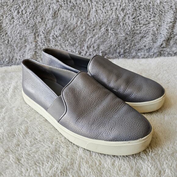 VINCE. Women's‎ Blair Slip On Sneakers Size 8M Metallic Silver Low Top Comfort - Picture 1 of 6